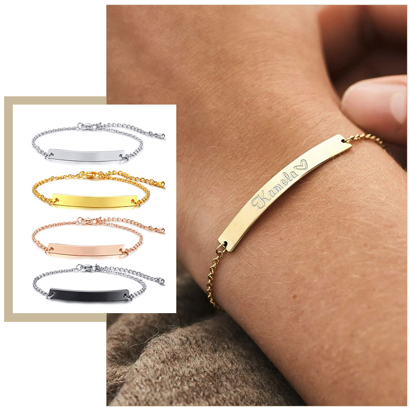 Coordinates Bracelet - Elegant ส่วนบุคคล ID Bar สร้อยข้อมือผู้หญิง 5