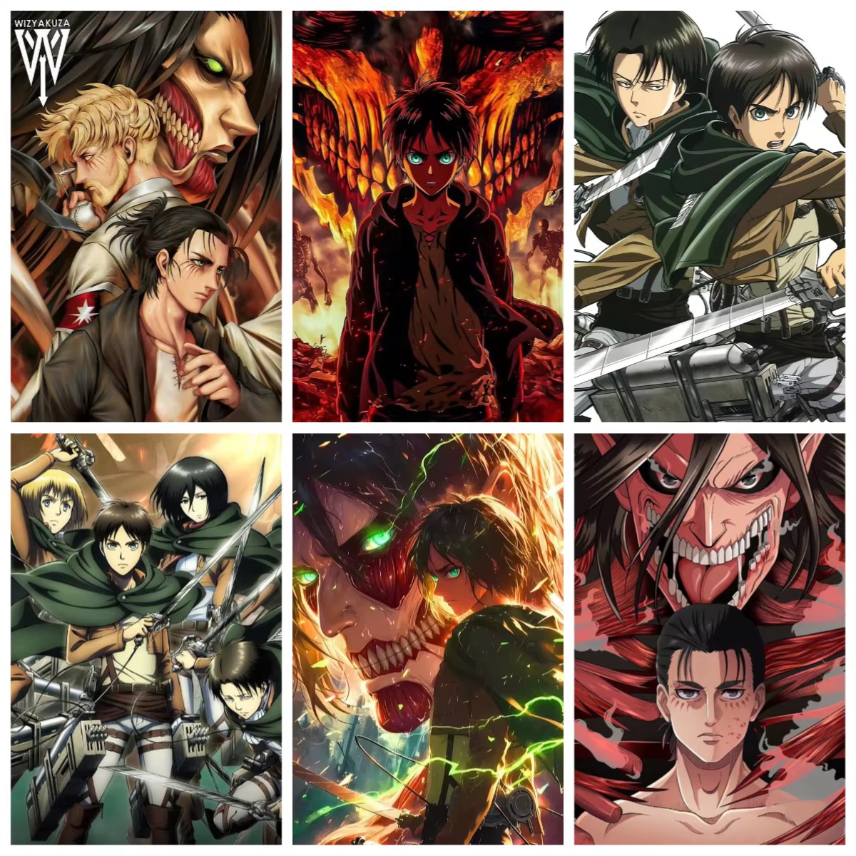 Photo Mosaic Print - ภาพเพชรปักลายอนิเมะ A-Attack O-On T-Titan งานศิลปะโมเสกทำมือ ประดับเพชรกลม/สี่เหลี่ยมเต็มรูปแบบ