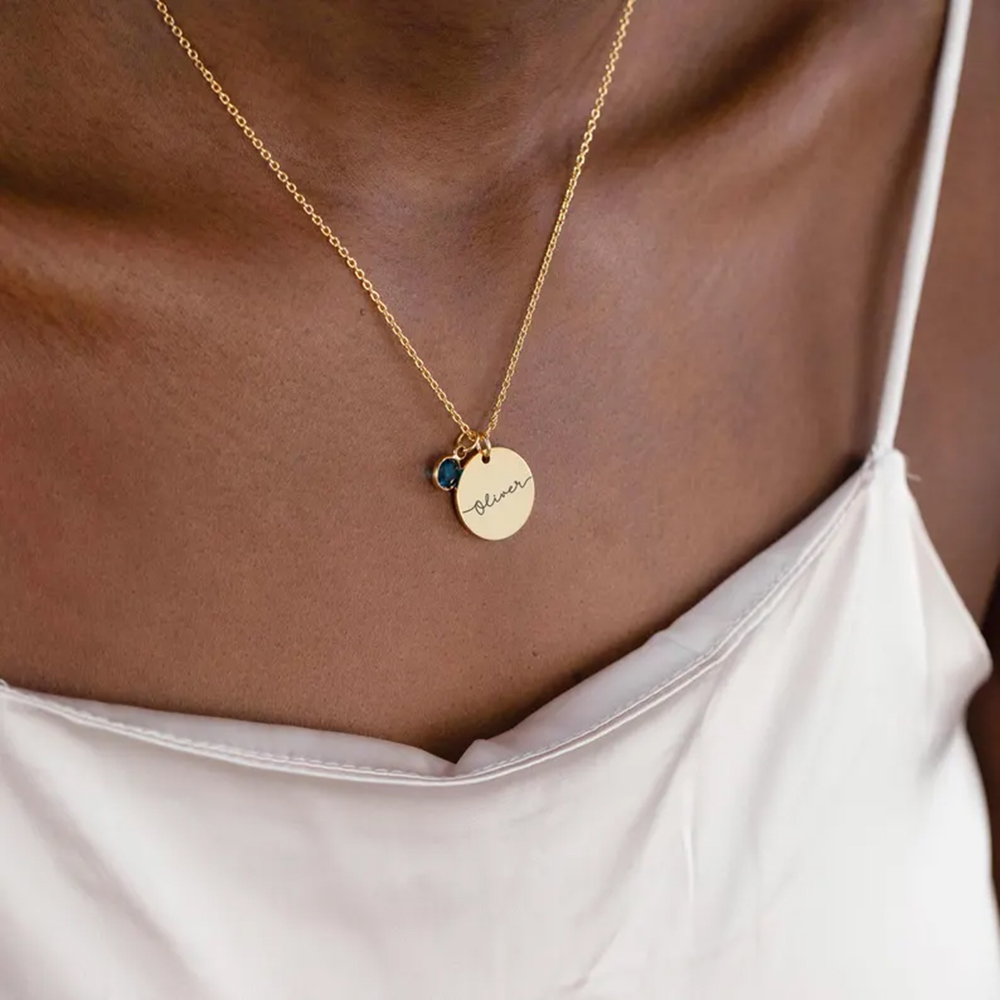 สร้อยคอจี้แผ่นดิสก์สลักชื่อแบบ - Birth Flower Necklace บทวิจารณ์และราคา