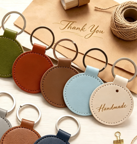 พวงกุญแจหนัง PU ทรงกลมสลักชื่อ - Initial Ring Custom บทวิจารณ์และราคา