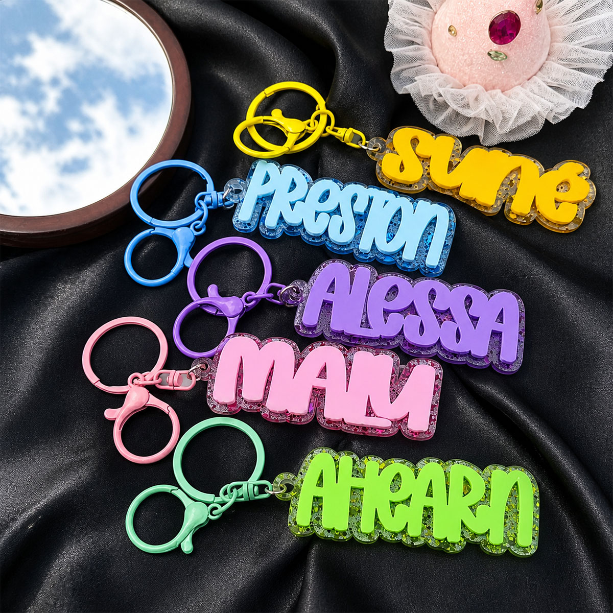 พวงกุญแจอะคริลิกแบบกำหนดชื่อเอ - Initial Ring Custom บทวิจารณ์และราคา